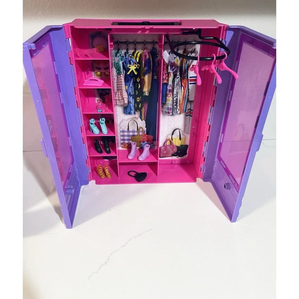 Barbie Fashionista Closet Wardrobe Purple‎ Pink Storage Case Toy Organizer 2018